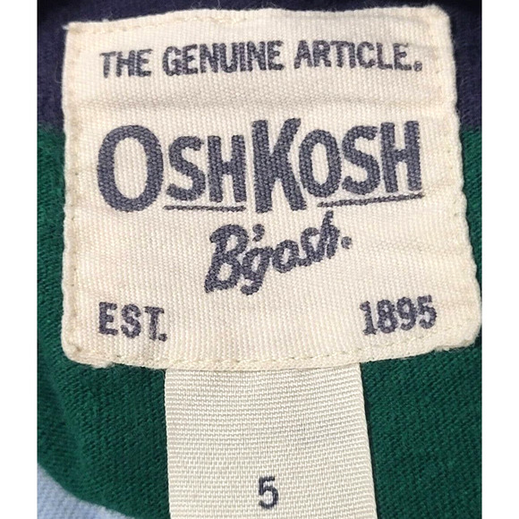 OshKosh Rugby Shirt Boys Size 5 Blue Green White Striped Long Sleeves Collared - Picture 4 of 7